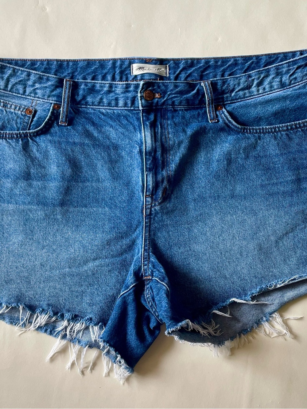 Madewell Classic Blue Denim Cutoff Shorts with Frayed Hem